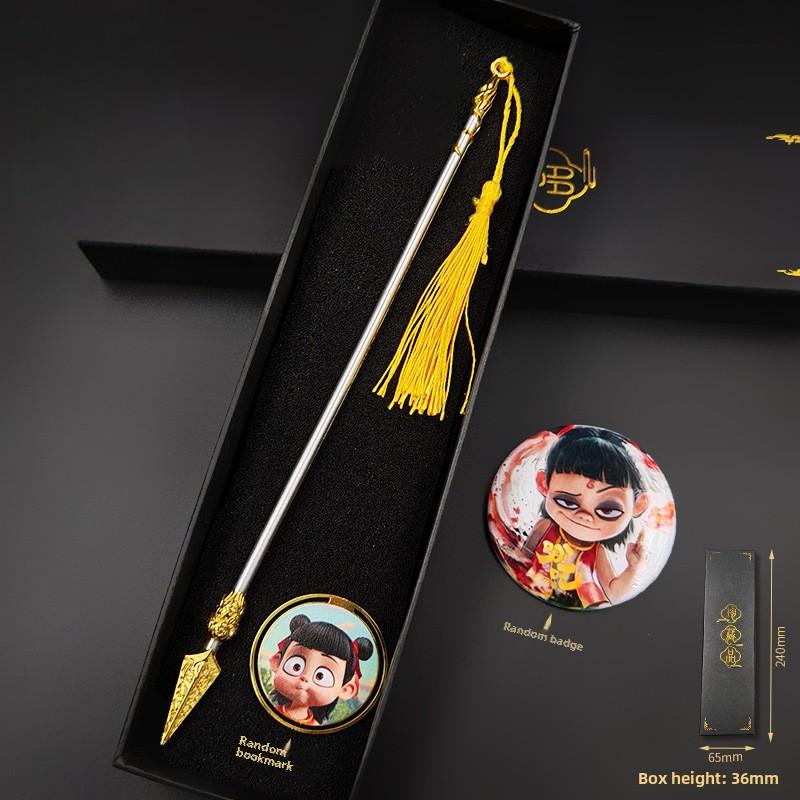 24cm/60.96in Fire Spear Anime Peripherals Nezha: The Demon Child’s Rebellion Gift Box Metal Katana Props Boy Collectible Toys