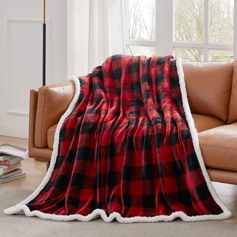 Double-Layer Lambswool Flannel Blanket: Plaid Office, Dorm, or Sofa Throw
