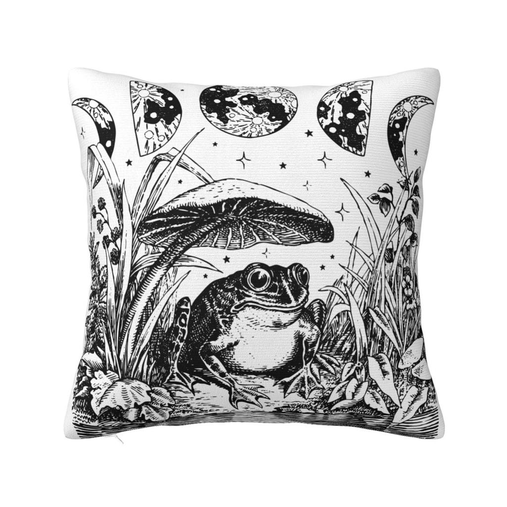 Cottagecore Aesthetic Frog Goblincore Grugne Fairycore Mushroom Pillow Covers Home Cushion Cover Cool Throw Pillow Case 4040