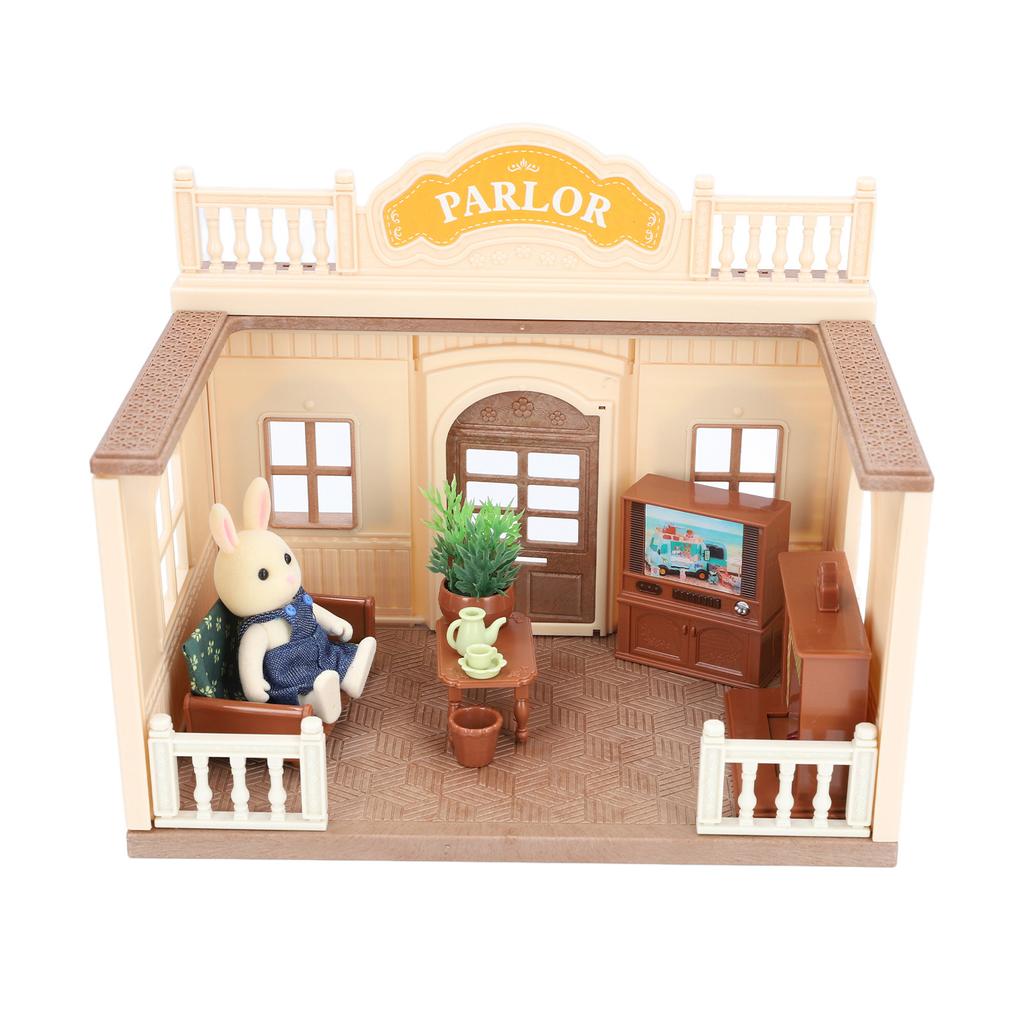 1:12 Scale Doll House Furnishings Plastic Miniature TV Tea Table Sofa Fireplace Flower Pots Living