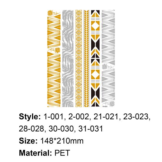 Golden Color Temporary Tattoos Waterproof Metallic Temporary Transferable Tattoos Tattoo Body Art Sticker Arm