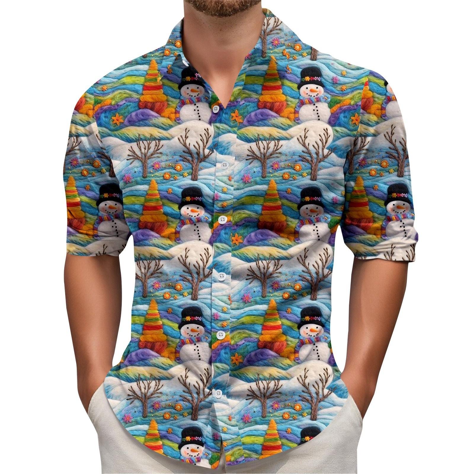 

Мужская рождественская рубашка с рождественским принтом, с длинным рукавом, на пуговицах XL