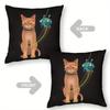 Katze und Roboter Kunst Kissenbezug, Sci-Fi Abenteuer Design Kissenhülle für Wohnzimmer Schlafzimmer Heimdekor Geschenk Kissenbezug