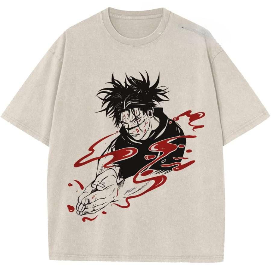 

Харадзюку Аниме Jujutsu Kaisen Графическая футболка Чосо Стиранная Оверсайз футболка Мужская Женская Одежда Мягкий Хлопок Футболки с коротким рукавом S бежевый