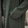 Johnature Dámské Vintage Ramie Bavlněný kabát na míru Jednobarevné Kapsy s dlouhým rukávem Oblečení Podzimní volné kabáty
