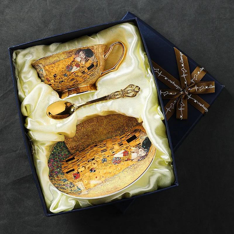 

European-style bone china high-value coffee cup gift box set ceramic cups tea sets afternoon tea cups and companion gifts 220ml