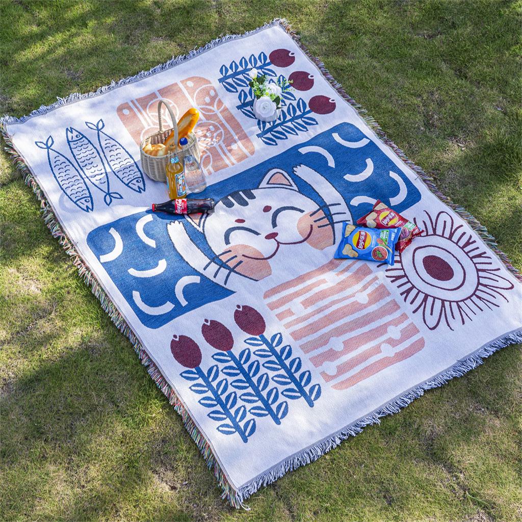 Picnic Mat Moisture-proof Mat Thickened Ins Wind Outdoor Floor Mat Camping Picnic Cloth Bohemian Carpet