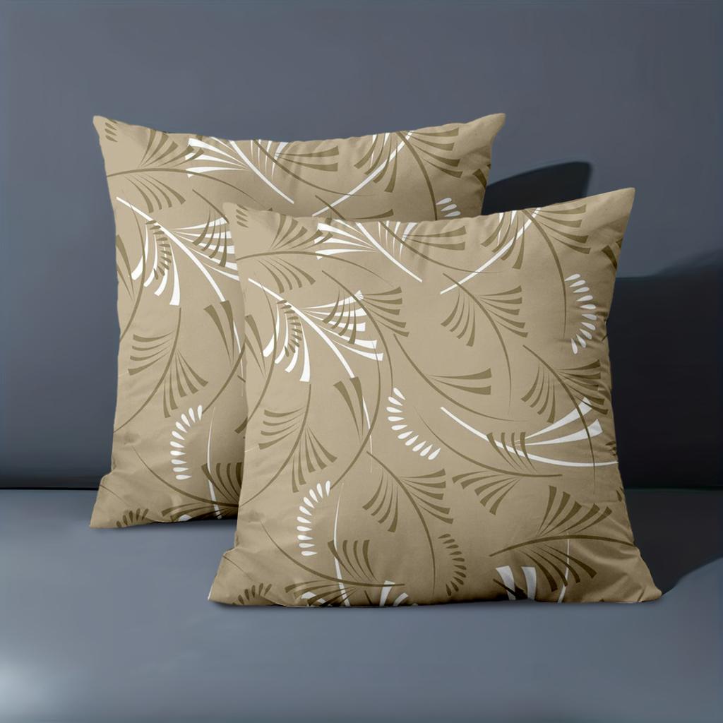 1 Pieces -2D Flat Printing Brown Pillow with Leaf Pattern for Home Decor Polyester Pillowcase, Sofa Decorative Cushion Cov