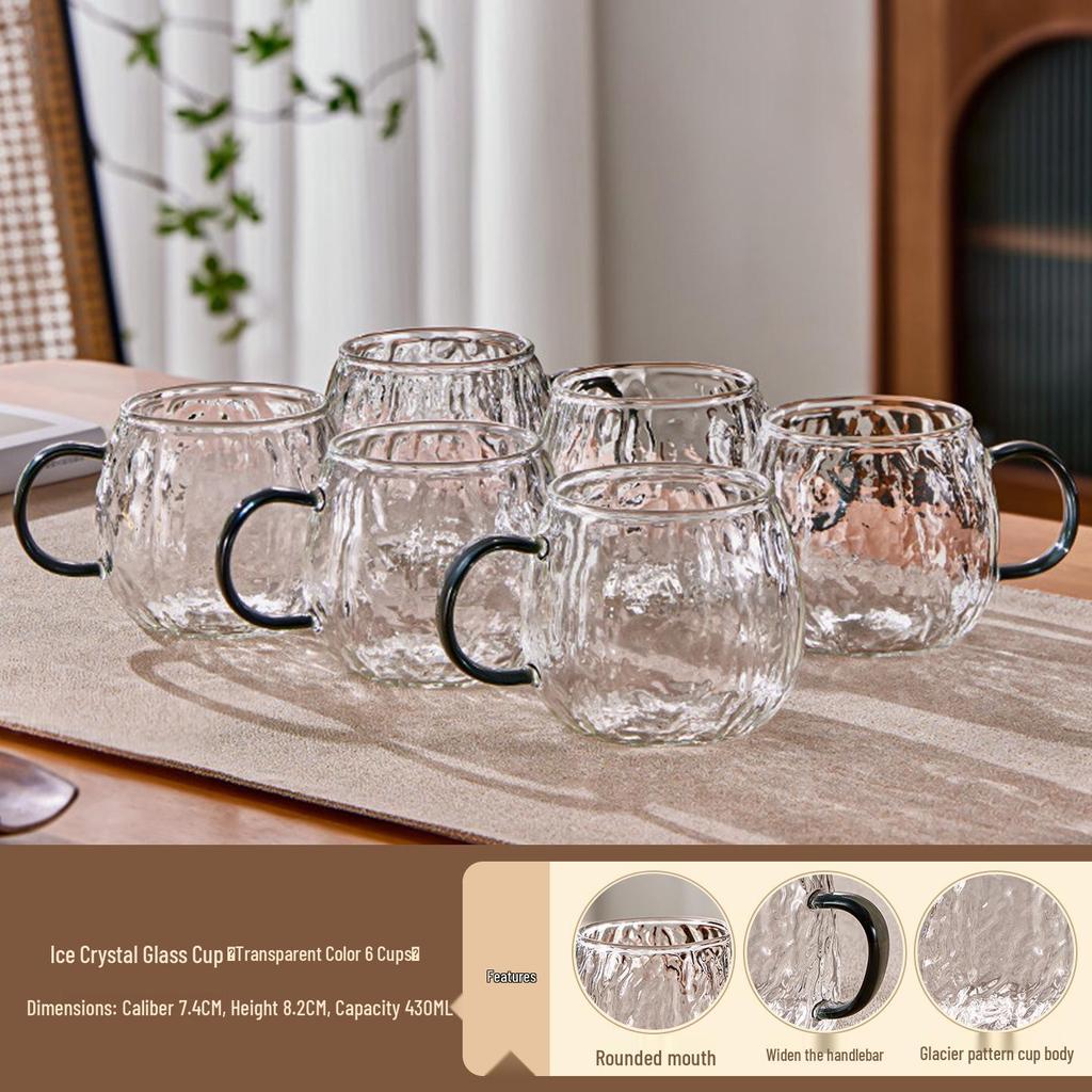Luxury Glacier Glass Pitcher & Cup Set for Living Room - Elegant Cold Water Drinkware