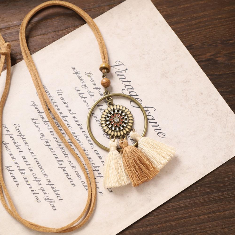 Eleganter Türkis Muschel Anhänger Trendige Braune Anhänger Halsketten Vintage Boho Lange Halskette Schmuck
