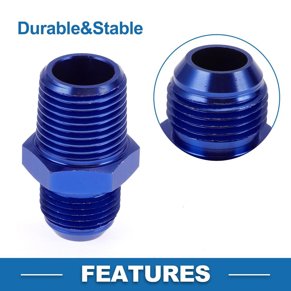 A ABSOPRO Female Flare Reducer Hose Fitting Adapter TF AN8 1/2 NPT Fuel Line Connector Aluminum Blue