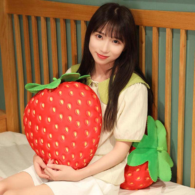 Plush Strawberry Toy Sofa Throw Pillow Office Waist Cushion Stuffed Doll Fruit