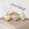 Romantic Heart Necklace for Women Gold Plated Enamel Crystal Openable Photo Holder Pendant Multiple Colors Fashion Zircon Gift