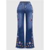 European And American Style High Elastic Embroidered Big Horn Tight Fitting Slim Casual Daily Jeans For Women