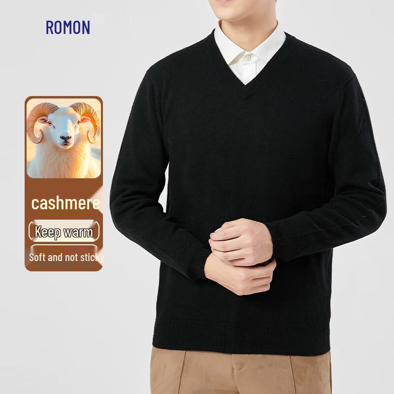 Romon Men's V-Neck Cashmere Blend Pullover