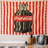 Coca-Cola Bottle On Red Stripes Background Pattern Wall Hanging Tapestry Decorative Tapestry Home Decor for Bedroom and Living Room
