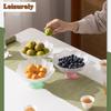 Creative Lotus Petal Glass Fruit Plate Chinese Frosted Dim Sum Dish Tray High Foot Dessert Candy Dish Appetizer Serving Platter