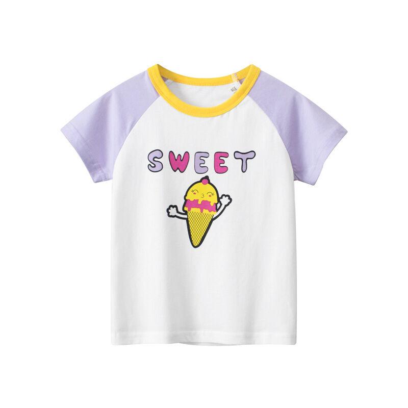 Girl s short sleeved T-shirt, summer top, children s outfit, cartoon print 140