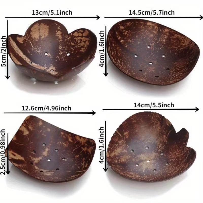 1PC Country Style Coconut Shell Bowl with Hole Soap Box Storage Bowl DIY Material Candy Dessert Bowl Coconut Tray Ornaments