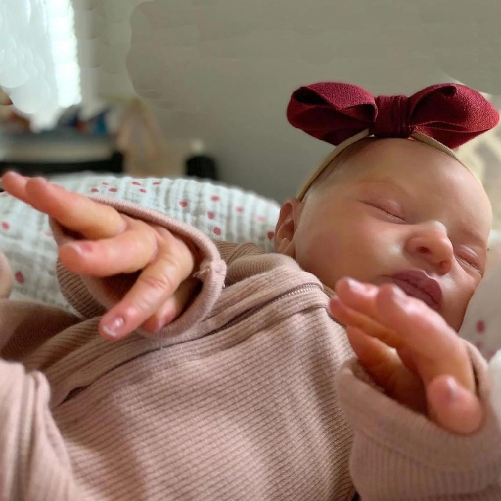 BZDOLL 20inch 50cm Soft vinyl Asleep Reborn Baby Doll Newborn Bebe Girl with 3D-paint Skin and Visible Veins Art Doll Toy for Kids Christmas Gift