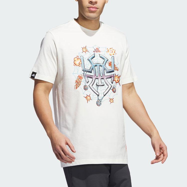 Adidas Donovan Mitchell 8-Bit Graphics Signature Basketball Graphic Tee Off White Men Streetwear II7792