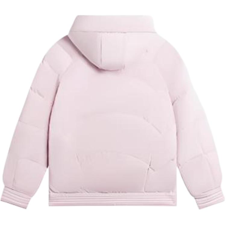 Li Ning Sports Fashion Series Solid Color Logo Print Loose Hooded Long Sleeve Down Jacket Women Outerwear Lotus-Pink-Purple AYMS030-3