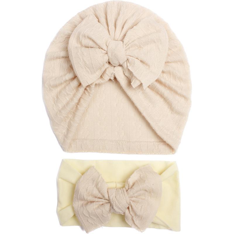 Summer New Baby Jacquard Hat Headband Set, Bow Headband Combination, Girl Cute Hat
