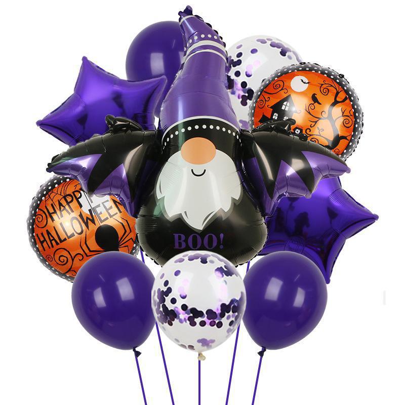 Halloween Pumpkin Cat Skull Ghost Aluminum Film Alien Latex Balloon Set Family Holiday Arrangement Gift