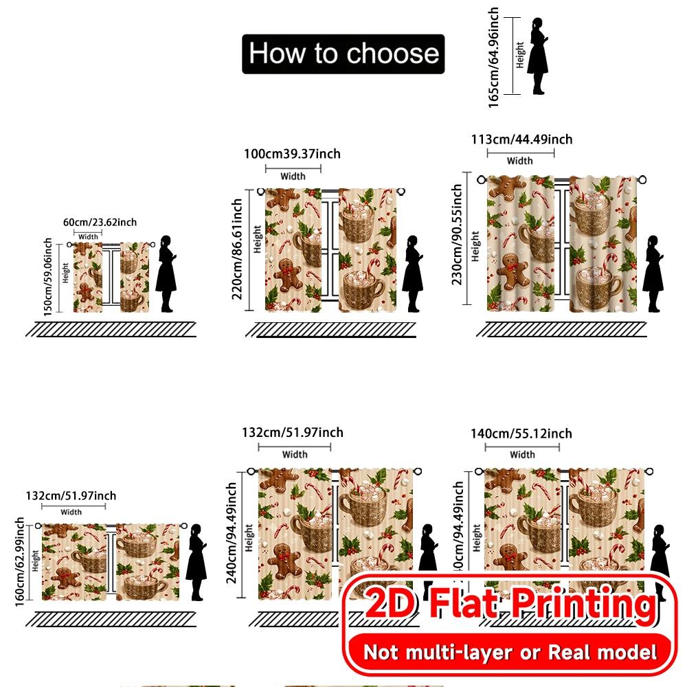 2D Flat Printing  2pcs Gingerbread Joy Popular Creative Curtains Polyester Easy Install Curtains Gifts Use for Bedroom   Living