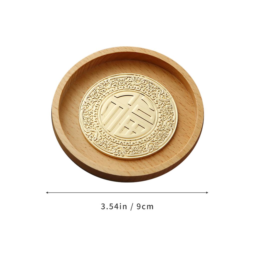 Chinese Style Metal Tea Cup Coaster Wooden Heat Insulation Cup Pad Drink Cup Coaster for Tea Coffe Milk Kitchen Supplies