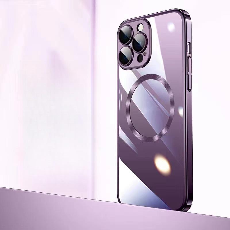 

Встроенная плёнка для объектива подходит для магнитных чехлов для iPhone 16, гальванизированный ПК, твёрдый чехол I14, защитные чехлы для Apple 15pro iPhone12promax