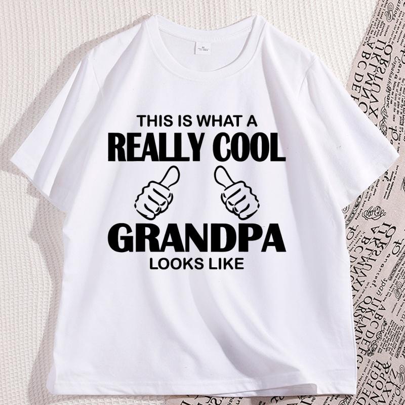 Mens Tshirt Cotton This Is What A Really Cool Grandpa Tshirt Casual Cotton Short Sleeve Funny Tshirt Round Neck Man Clothing