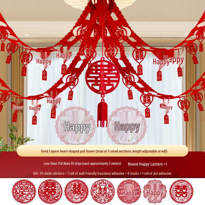 Complete Wedding Decoration Set: Bride's Room, Groom's New Home & Living Room Ceiling