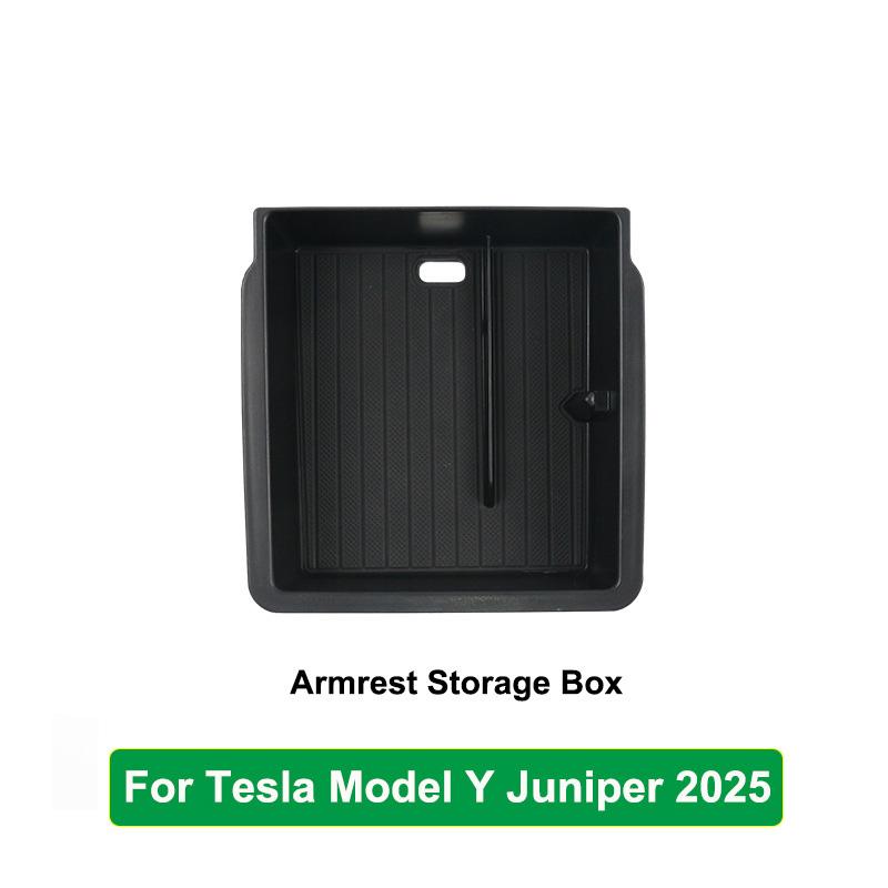 For Tesla New Model Y Juniper 2025 Launch Model 3 Highland Console Storage Box Non-slip Mat Armrest Hidden Organizer Watercup