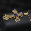 Collana con Ciondolo a Croce Borchiato di Diamanti Stile Gotico Y2K in Acciaio Inossidabile, Catena Lunga e Grande Colorata Personalizzata Vintage per Maglione da Uomo