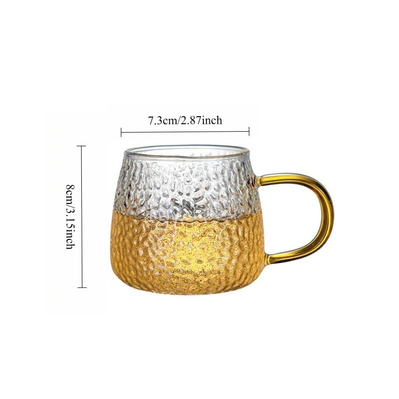 

330ml Hammer Pattern Glass Cup Creative Coffee Mug Household Large Capacity Hot Tea Mug Heat Resistant Coffee Cup New Year Gifts 1pcs