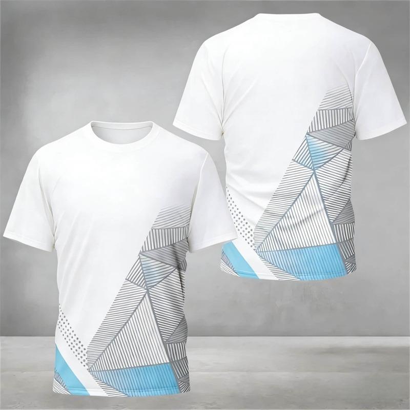 Simple Geometric Graphic Training T Shirts For Men Summer Fashion Outdoor Running Badminton T-shirts Loose Breathable Sports Tee