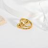 Elegant Gold Round Bead Titanium Steel Adjustable Ring