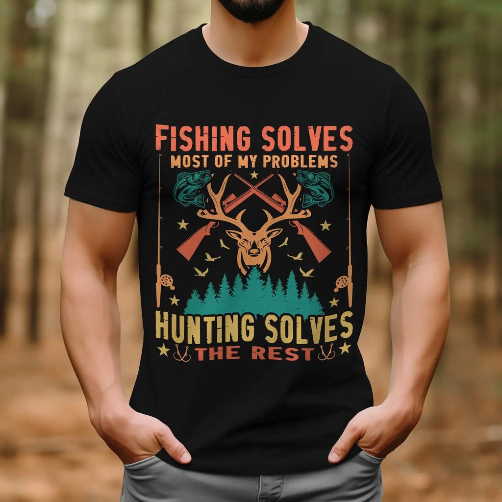 Fishing Hunting Funny Quote T Shirt For Unisex Outdoor Enthusiast Dad Husband Birthday Christmas Fathers Day Vintage