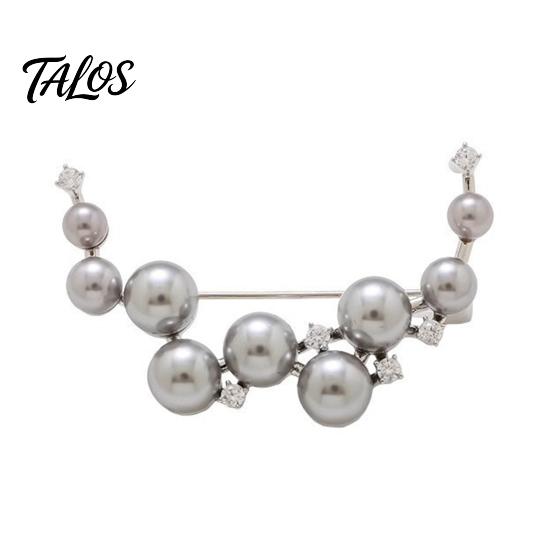 Brooch Pin, Curved Design Imitation Pearl Lapel Pin, Pearlescent Texture Badge for Coats Shirts Scarves Accessories