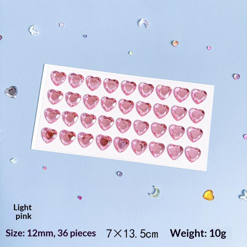 3D Heart Diamond Sticker Crystal Diy Handmade Material Desktop Decoration Phone Case Camera Kawaii Stickers Cup Laptop Decor