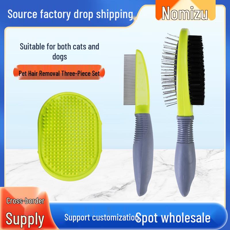 

Pet Detangling Massage Comb Set - Gentle Dog & Cat Deshedding and Grooming Brush Comb
