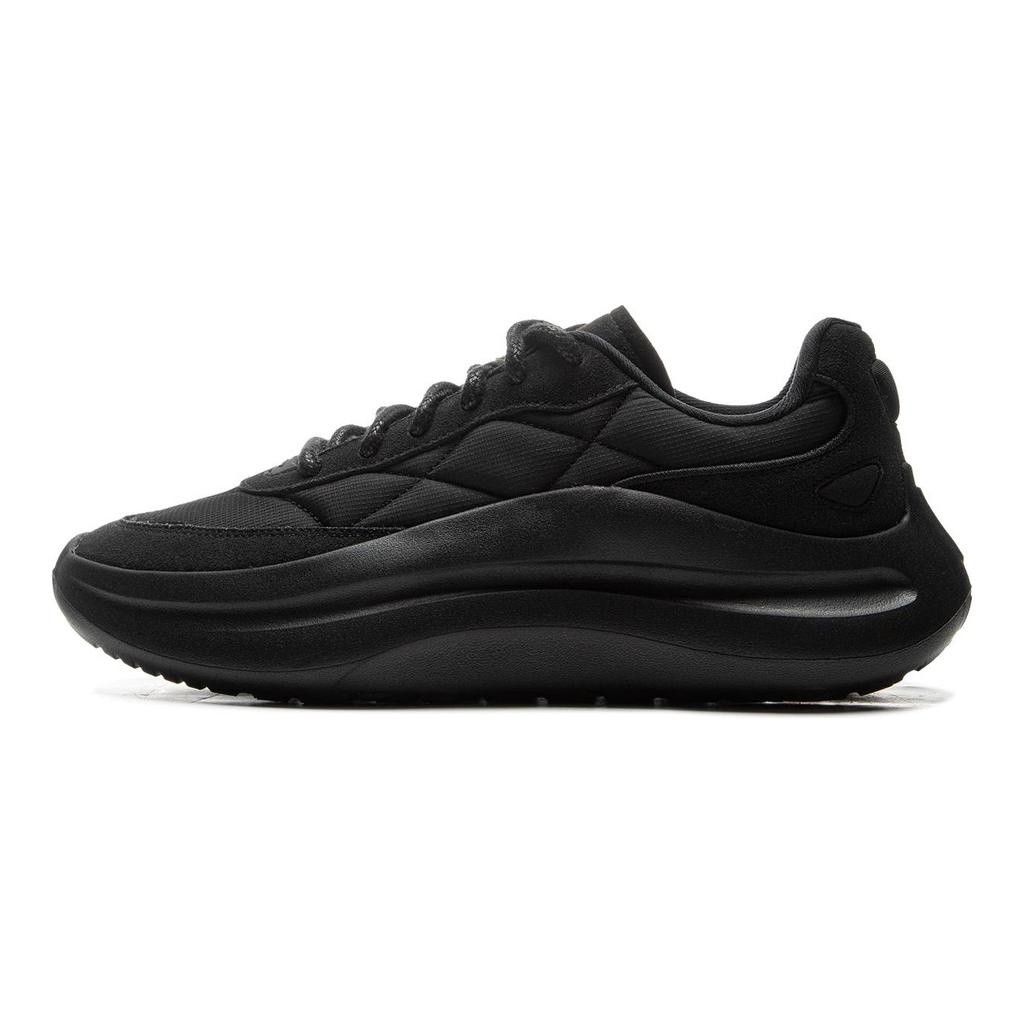 Li Ning Cloud Wave Lace Cushioning Slip Resistant Abrasion Resistant Lightweight Low top Casual Shoes Men's Black AGLU299-2