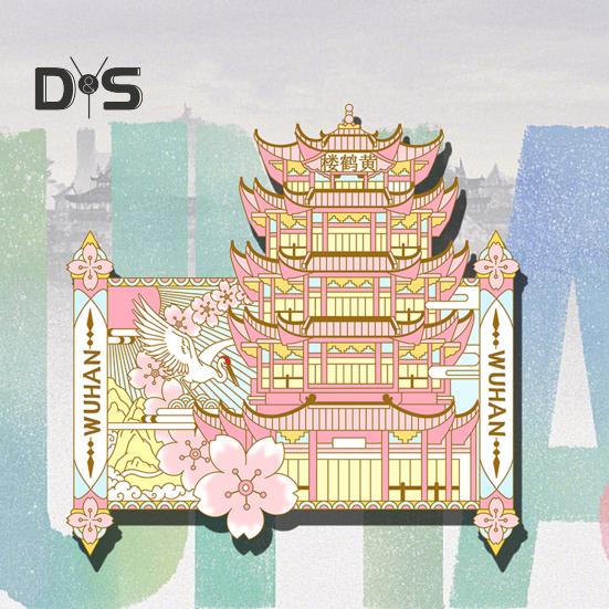 Yellow Cranes Tower Refrigerator Magnet 3D Wuhan Landmark Chinese Style Building Magnetic Fridge Decoration Home Office Kitchen Locker Ornament