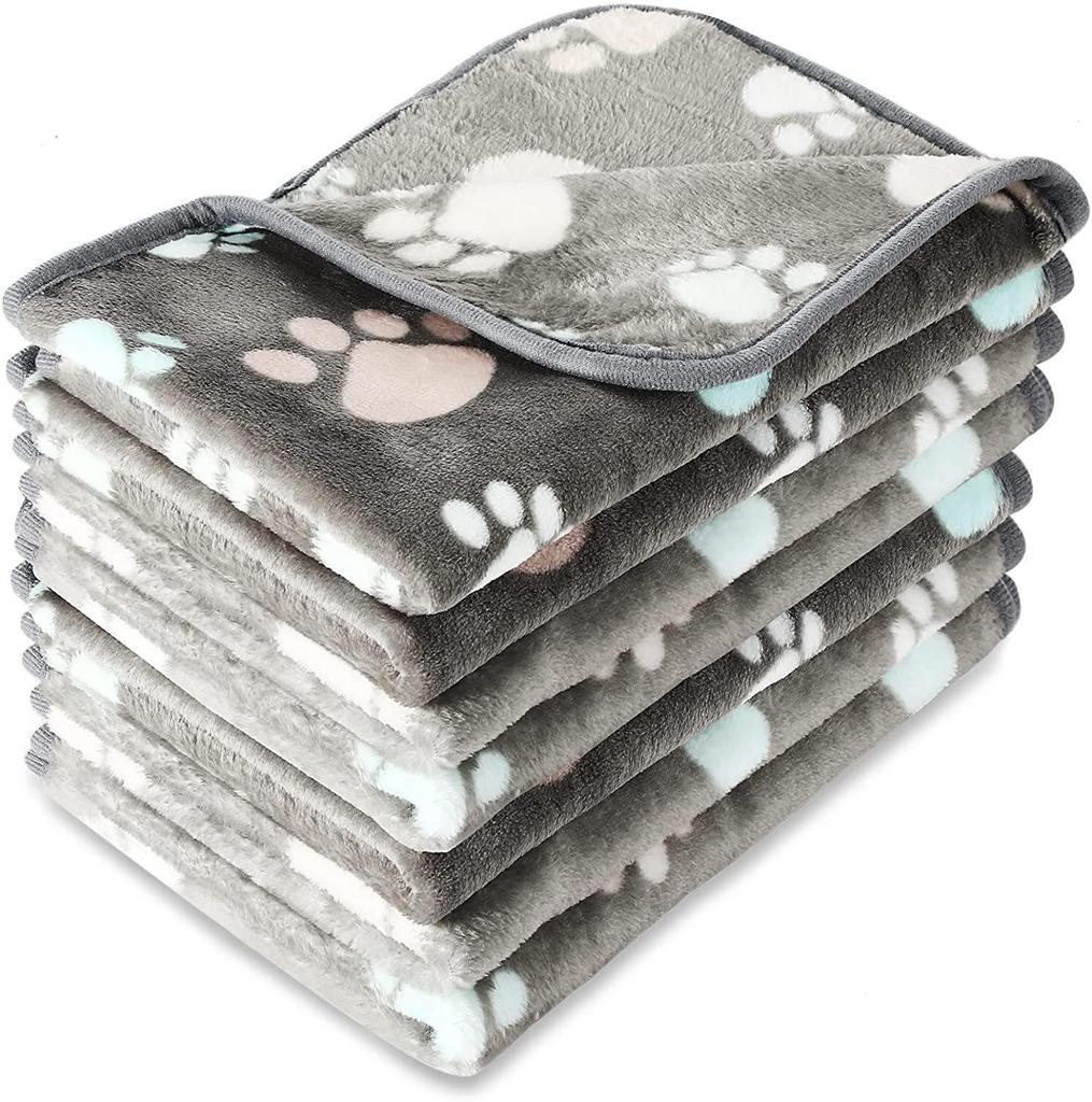 All-Season Coral Fleece Pet Blankets for Dogs & Cats, Paw Print Design, Available Now