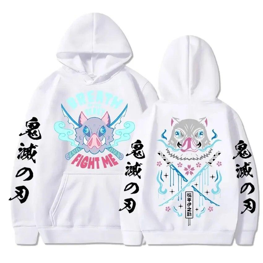 Demon Slayer Anime Hoodie Hashibira Inosuke Printed Hooded Men Women Clothes Casual Loose Streetwear Harajuku Unisex Manga Sweatshirt