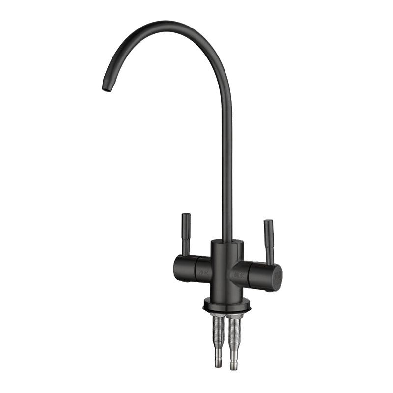 Grifo de cuello de cisne de acero inoxidable 304 de doble salida con entrada de agua de 1/2" para beber directamente