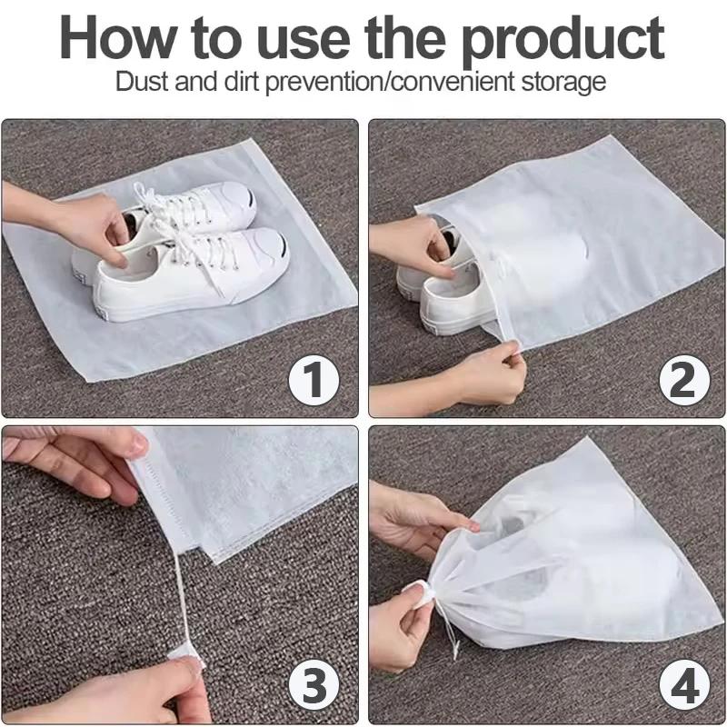10/30/50Pcs Breathable Dust Covers Non-Woven Dustproof Drawstring Clear Storage Bag Travel Pouch Shoe Bags Drying Shoes Protect
