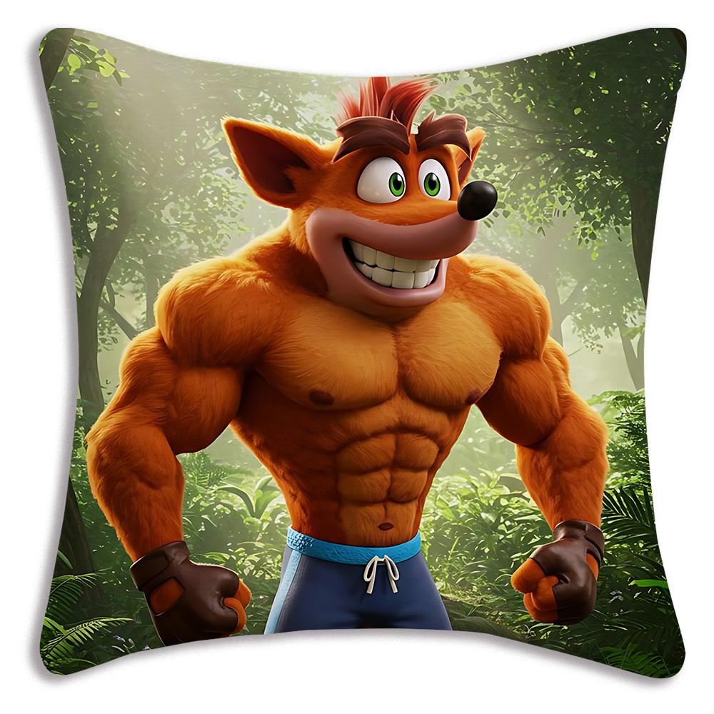 Cartoon Crashs B-Bandicoots Pillow Covers Cartoon Sofa Decorative Home Double-sided Printing Short Plush Cute Cushion Cover