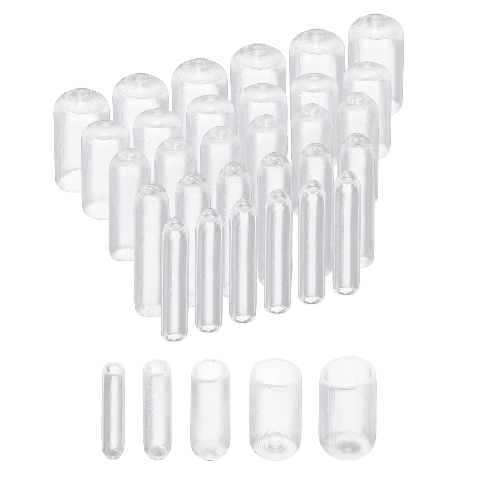 uxcell 100pcs Rubber End Caps 1/8 3/16 1/4 5/16 3/8 Clear Vinyl Cover Screw Thread Protector Assortment Kit 3mm 5mm 6mm 8mm 9.5mm